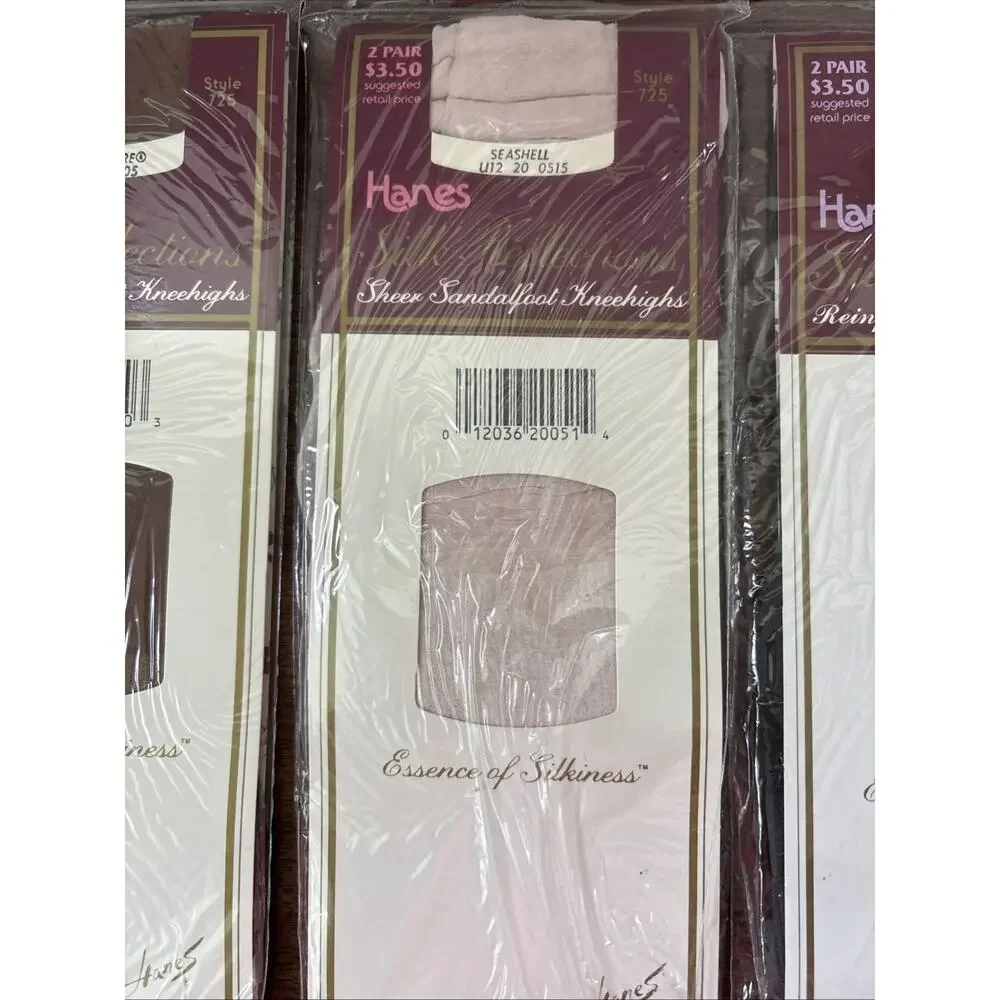 Hanes Silk Reflections Knee highs Pack of 2 Pairs Pearl Reinforced Toe Lot of 4